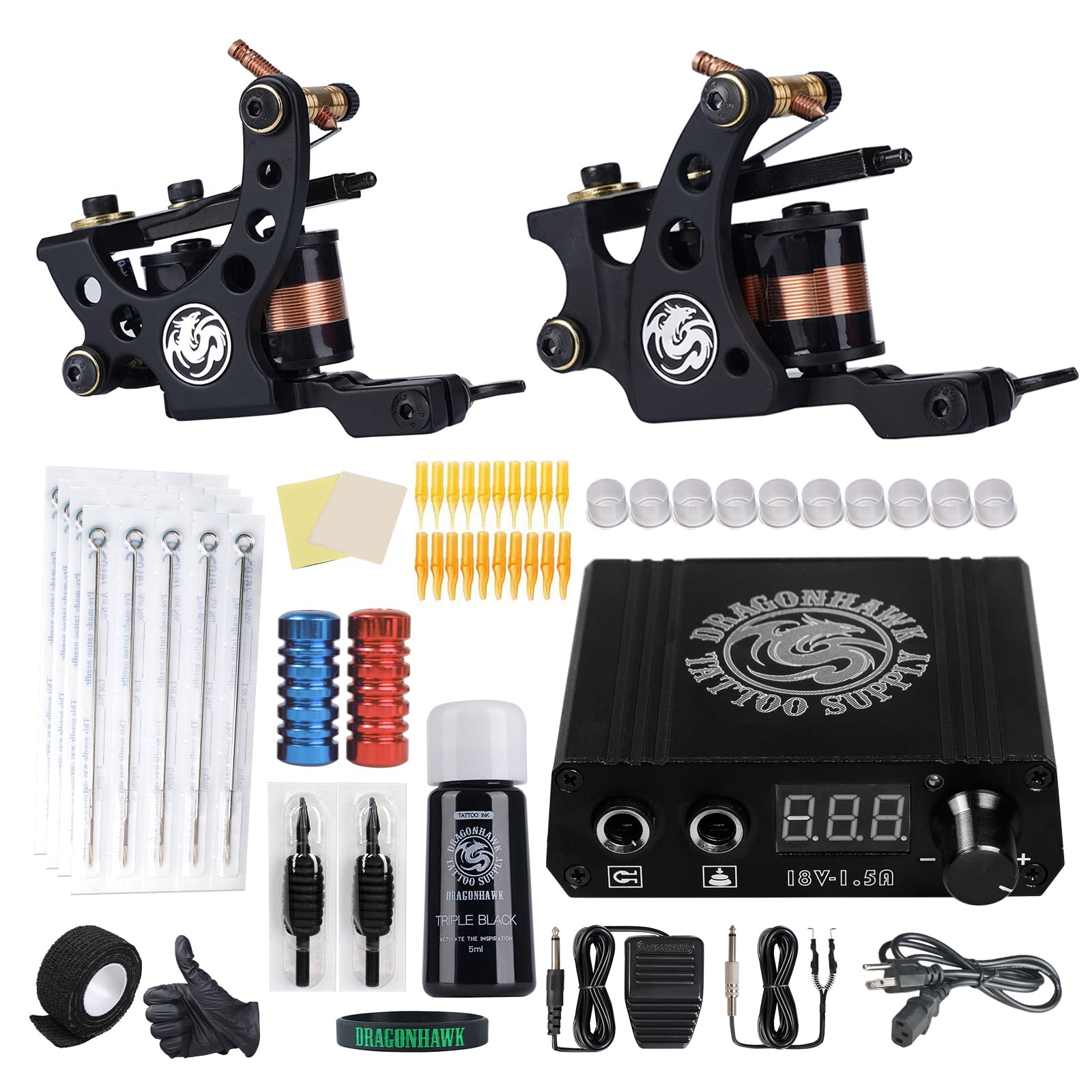 Amazon.com: Dragonhawk Traditional Pro Complete Tattoo Kit - Two